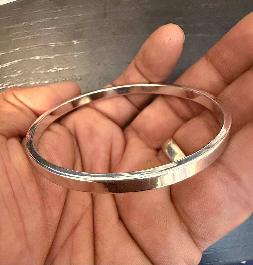 Vintage Signed Monet Silver Tone Geometric Etched Bangle Bracelet Size 7.75”